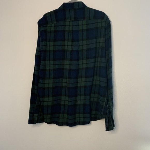 J Crew Mid Weight Cotton Flannel Shirt Blackwatch Plaid Classic Men's Size XL - Picture 2 of 9